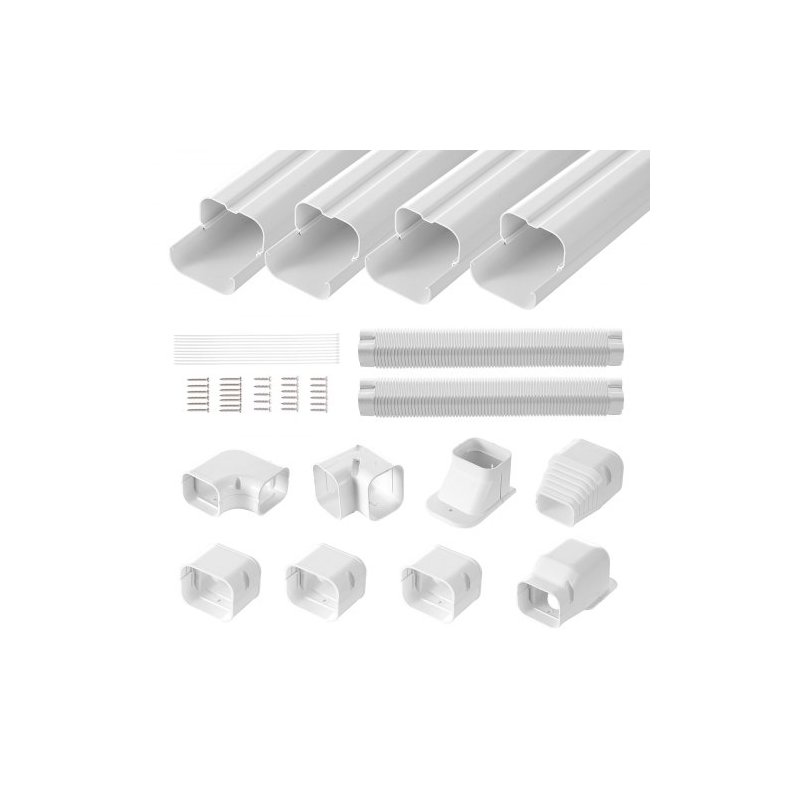 VEVOR Κάλυμμα Γραμμής Mini Split 76.2mm Π x 5350mm Μ, Διακοσμητικός Σωλήνας PVC για Κλιματιστικό με 4 Ευθείες Διώρυγες & Πλήρη Ε