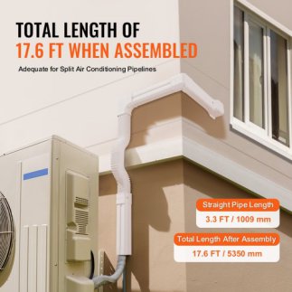 VEVOR  Κάλυμμα Γραμμής Mini Split 76.2mm Π x 5350mm Μ, Διακοσμητικός Σωλήνας PVC για Κλιματιστικό με 4 Ευθείες Διώρυγες & Πλήρη 