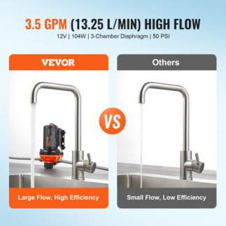 VEVOR Αντλία Διαφράγματος 12V 3.5GPM 13.25L/min με Διακόπτη Πίεσης 3-Θαλάμων 12VYYSB3Q35G3N0DNV9