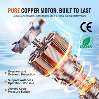 VEVOR  Αντλία Διαφράγματος 12V 3.5GPM 13.25L/min με Διακόπτη Πίεσης 3-Θαλάμων 12VYYSB3Q35G3N0DNV9