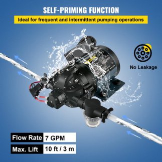 VEVOR Αντλία Καθαρισμού, 12V DC, 7 GPM 60 PSI, Μέγ. 10 FT Ανύψωση Αυτοαναρρόφησης Νερού, με Βαλβίδα EPDM  CXBZLDYBD7GPM7VIMV9