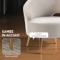 HOMCOM Καρέκλα Μοντέρνα Επενδυμένη με Λευκή Κρέμα Σανίλ με Κυρτή Πλάτη, 69x65x67 εκ. 83B-624V00CW