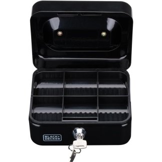 BLACK & DECKER Μαύρο Κουτί Αποθήκευσης Χρημάτων με 2 Κλειδιά και 6 Διαμερίσματα 02839615