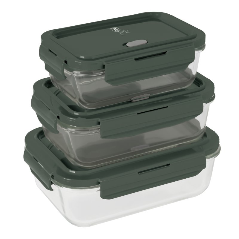 Berlinger Haus Σετ 3 τμχ Δοχεία Φαγητού με Καπάκια Matte Green Collection BH-8791