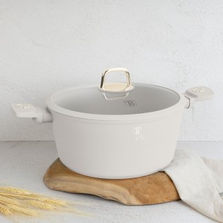 Berlinger Haus Αντικολλητική Κατσαρόλα 6,1 lt με καπάκι 28 cm σε ματ κρέμ χρώμα, Sahara Collection BH-8072
