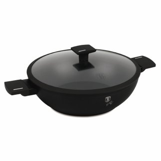 Berlinger Haus Αντικολλητικό Τηγάνι Wok 30cm με Γυάλινο Καπάκι, Matte Black Collection BH-8182