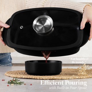 Berlinger Haus Ορθογώνιο Ταψί Ρόστερ 3.8L με Γυάλινο Καπάκι, Matte Black Collection BH-8779