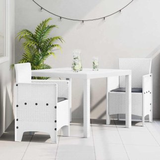 vidaXL Σέτ φαγητού για κήπο 3 pcs Λευκό Πολυπροπυλένιο 3378685
