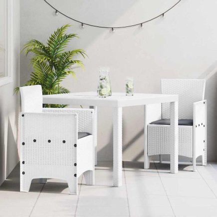 vidaXL Σέτ φαγητού για κήπο 3 pcs Λευκό Πολυπροπυλένιο 3378685