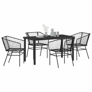 vidaXL Σέτ φαγητού για κήπο 5 pcs Μαύρο συνθετικό ρατάν 3380892