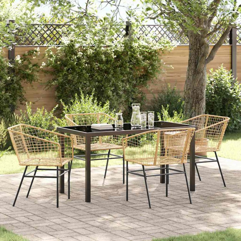 vidaXL Σέτ φαγητού για κήπο 5 pcs Καφέ συνθετικό ρατάν 3380899