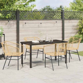 vidaXL Σέτ φαγητού για κήπο 5 pcs Καφέ συνθετικό ρατάν 3380899