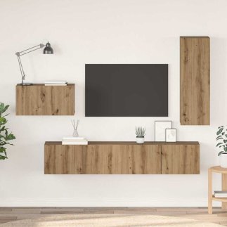 vidaXL Σετ επίπλου τηλεόρασης 4 pcs Artisan Oak Επεξεργασμένο ξύλο 3393263