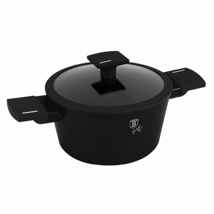 Berlinger Haus Αντικολλητική Κατσαρόλα 20cm με Γυάλινο Καπάκι 2.5lt, Matte Black Collection BH-8187N