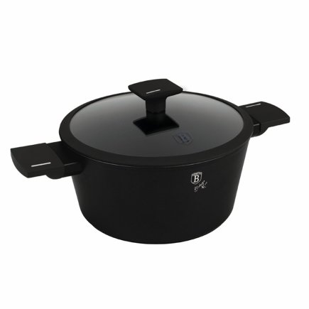 Berlinger Haus Αντικολλητική Κατσαρόλα 24cm με Γυάλινο Καπάκι, Ματ Μαύρο Collection BH-8188N