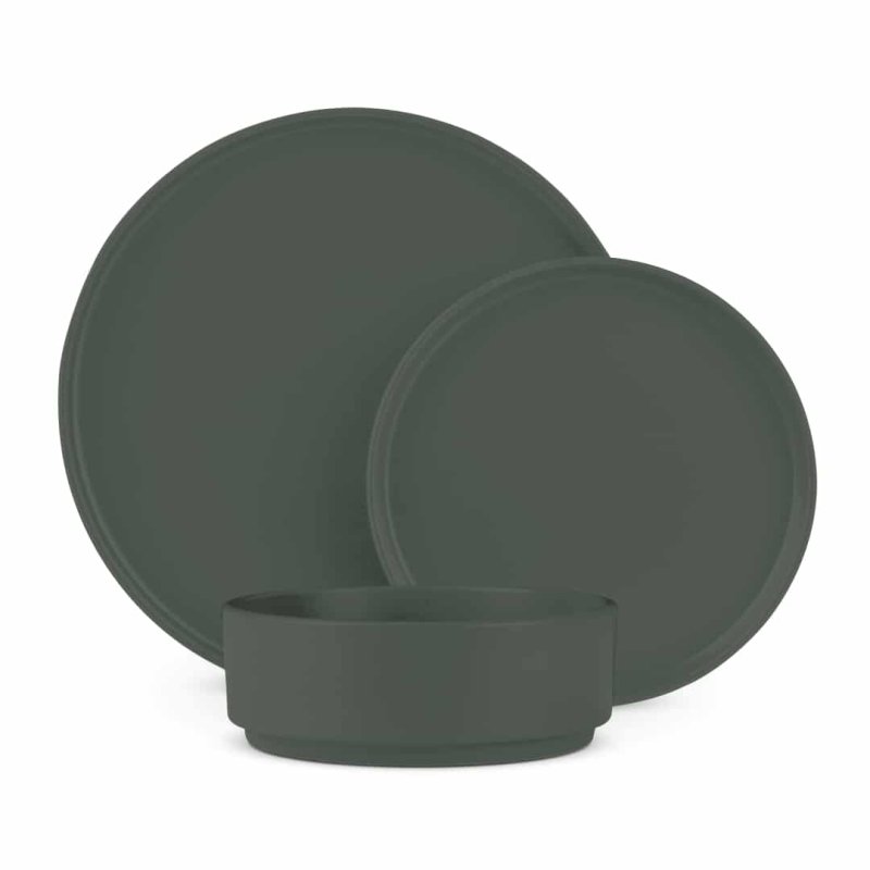 Berlinger Haus Σερβίτσιο Φαγητού 18 Τεμαχίων Matte Green Stoneware για 6 Άτομα Πιάτα & Μπολ LP-BH-261
