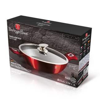 Berlinger Haus Ρηχή Κατσαρόλα 3,8 lt/ 28cm με Μαρμάρινη Επίστρωση, Burgundy Metallic Line BH-1263N