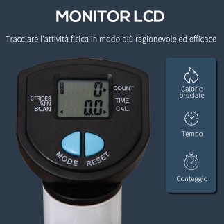 HOMCOM Stepper με τιμόνι, οθόνη LCD και αντιολισθητικά πετάλια, 55x44x108 εκ., λευκό και μπλε A90-263BU