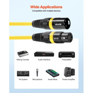 VEVOR Υψηλής Ποιότητας XLR Καλώδια 7.62μ - Σετ 4 με Χρυσές Επαφές & Πολύχρωμους Συνδέσμους KNYPXKNGDM25XDW13001V9
