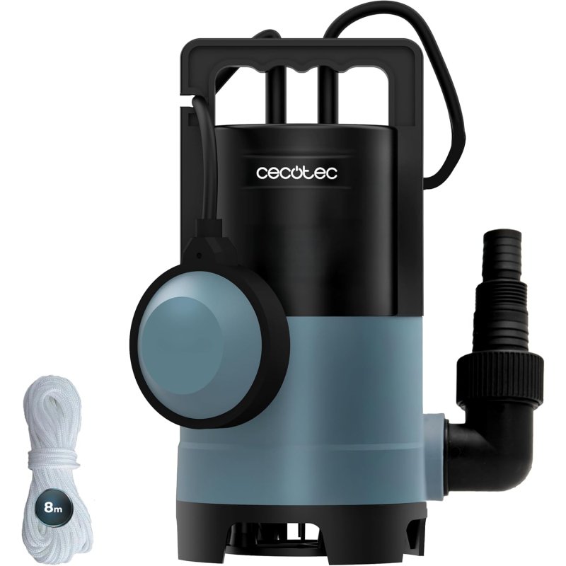 Cecotec Αντλία Ακάθαρτων Νερών Neptunus 400 Dark 400W, Παροχή έως 8.000 l/h, Μανομετρικό 5,5 m, Μέγιστο Σωματιδίων 25 mm, Φλοτερ
