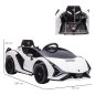 HOMCOM Ηλεκτρικό αυτοκίνητο για παιδιά 3-5 ετών Lamborghini 12V με τηλεχειριστήριο και ταχύτητα 3-5km/h, Λευκό 370-171V90WT