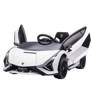 HOMCOM Ηλεκτρικό αυτοκίνητο για παιδιά 3-5 ετών Lamborghini 12V με τηλεχειριστήριο και ταχύτητα 3-5km/h, Λευκό 370-171V90WT