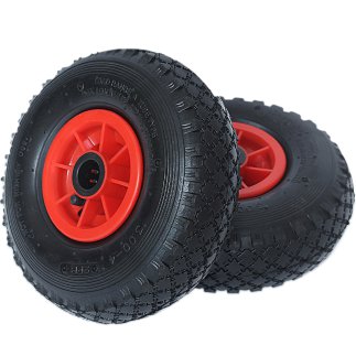 BAKAJI  Σετ 2 Πνευματικοί Τροχοί για Καρότσι 26 εκ. Καουτσούκ 3.00-4 Ανταλλακτικοί τροχοί καροτσιού  02839112