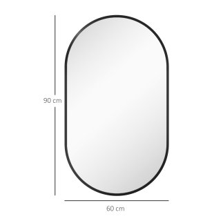 HOMCOM Οβάλ Καθρέφτης Μπάνιου 60x90cm με Μαύρο Αλουμινένιο Πλαίσιο 834-687V82BK