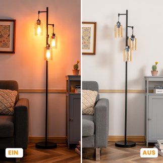 Costway Ποδαριά Λάμπα 164cm με Καφέ Γυάλινα Καπέλα και Μεταλλική Βάση EU10002DE