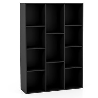 Costway Μαύρη Βιβλιοθήκη με 11 Θέσεις 74 x 24 x 106 cm CB10703DK