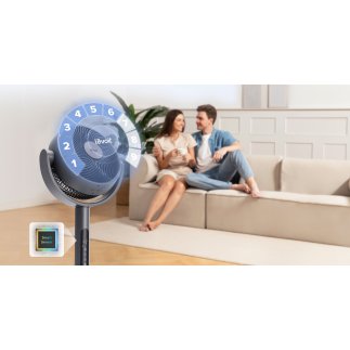 Levoit Επιδαπέδιος Ανεμιστήρας Ορθοστάτης Levoit Smart Pedestal Fan με Wi-Fi, Τηλεχειριστήριο & 12 Ταχύτητες Γκρι LPF-R432-AEUR