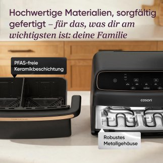 Cosori Φριτέζα Αέρος Air Fryer TwinFry Compact 10lt 2700W με Διπλό Κάδο & Wi-Fi Μαύρη CAF-TF801-CEUR