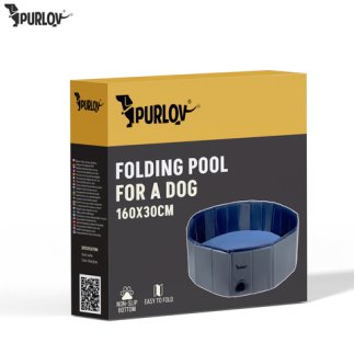 Purlov Πισίνα σκύλου αναδιπλούμενη PURLOV 160x30 εκ. 600 L μπλε/γκρι 27507
