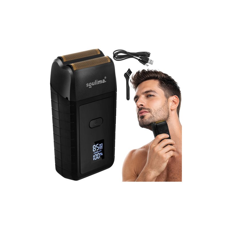 Soulima Ξυριστική Μηχανή Γενειάδας Foil με LED Οθόνη, USB-C, 2 Foils, 2 Λεπίδες και Θήκη 27677
