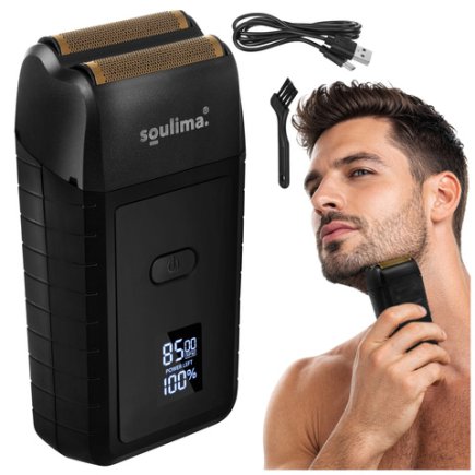 Soulima Ξυριστική Μηχανή Γενειάδας Foil με LED Οθόνη, USB-C, 2 Foils, 2 Λεπίδες και Θήκη 27677