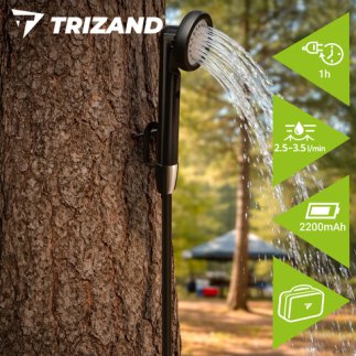 Trizand Φορητό Ντους Camping με Αντλία, Επαναφορτιζόμενο USB, 2200mAh, Αδιάβροχο 27436