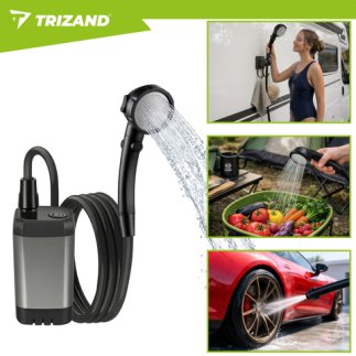 Trizand Φορητό Ντους Κάμπινγκ με Αντλία και Επαναφορτιζόμενη Μπαταρία 6000mAh USB-C 27539