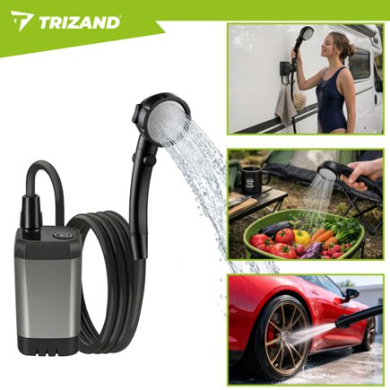 Trizand Φορητό Ντους Κάμπινγκ με Αντλία και Επαναφορτιζόμενη Μπαταρία 6000mAh USB-C 27539