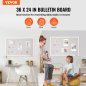 VEVOR Πίνακας Ανακοινώσεων 36"x24" με Λευκή Επιφάνεια Λινάτσας για Τοίχο RMB36X24WBSMUFWYSV0