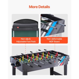 VEVOR Τραπέζι Παιχνιδιών 4-σε-1 122cm: Air Hockey, Ποδοσφαιράκι, Πινγκ Πονγκ, Μπιλιάρδο SDJFKQQGQZ48H9FNMV0
