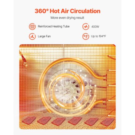 VEVOR Αφυγραντήρας Τροφίμων 8 Δίσκων 400W Ανοξείδωτος SGHGJ400W8CTHLWETV2