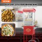 VEVOR Μηχανή Ποπκόρν με Καρότσι 850W 8 Oz 48 Κούπες Κόκκινη CSBMHJ8OZ850W171EV2