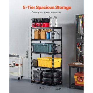 VEVOR Ράφια Αποθήκευσης 5 Επιπέδων 16" Β x 32" Π x 62.8" Υ για Γκαράζ MDBSXHJ16326G0P9FV0