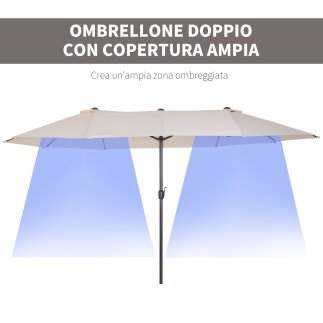 Outsunny Outdoor Double Canopy Parasol, Anti UV 460 x 270 x 240, Μπεζ, Καφέ 84D-030V01CW