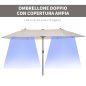 Outsunny Outdoor Double Canopy Parasol, Anti UV 460 x 270 x 240, Μπεζ, Καφέ 84D-030V01CW