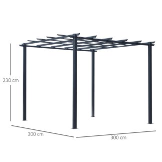 Δομή Outsunny Garden Pergola σε μαύρο μέταλλο 300 x 300 x 230 cm 845-231