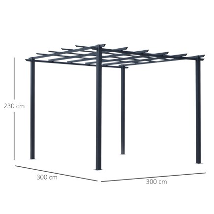 Δομή Outsunny Garden Pergola σε μαύρο μέταλλο 300 x 300 x 230 cm 845-231