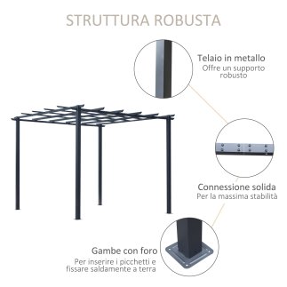 Δομή Outsunny Garden Pergola σε μαύρο μέταλλο 300 x 300 x 230 cm 845-231
