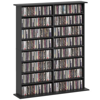 HOMCOM Μοντέρνα Ξύλινη Βιβλιοθήκη CD με 16 Ράφια, 106.5x24x123.7 εκ., Μαύρο 836-602V00BK