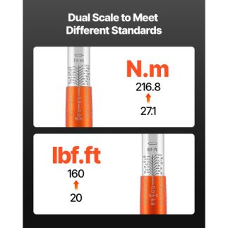 VEVOR Ρυθμιζόμενο Κλειδί Ροπής 1/2" 20-160 lbf-ft DJSNLBS101708PMCDV0